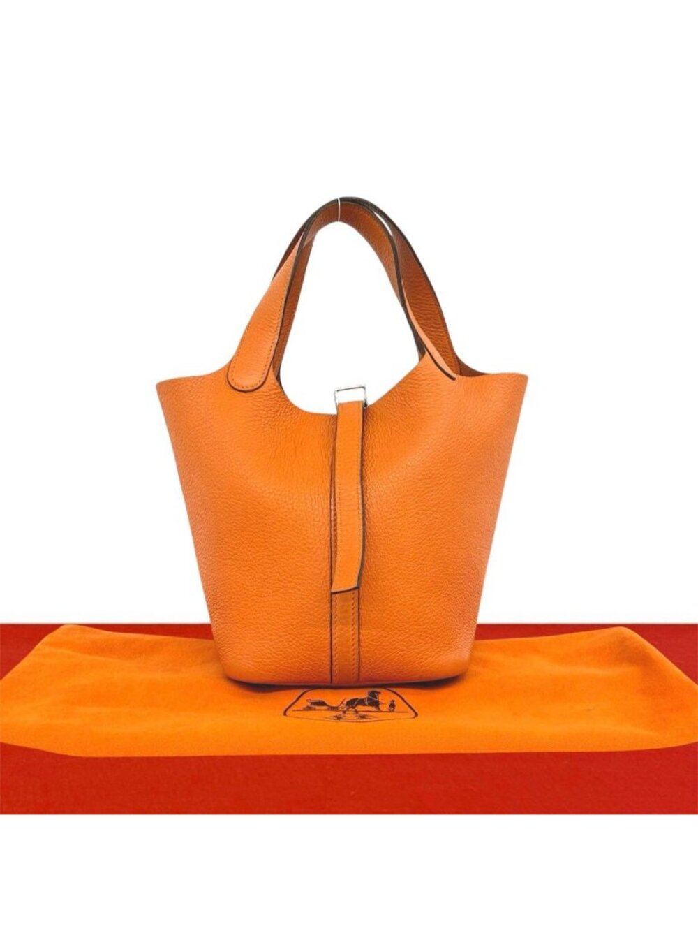 Hermes Picotin PM Taurillon Clemence Leather Handbag Mini Tote Orange